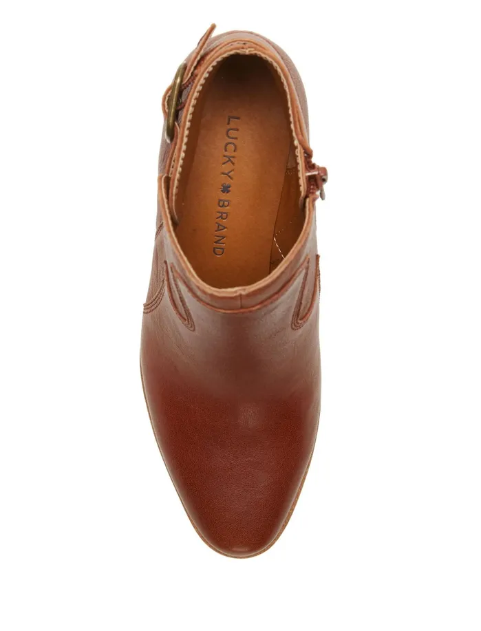 Shoes Women Lucky Brand Kauto Leather Bootie Dark Brown