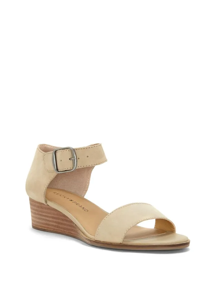 Shoes Women Lucky Brand Riamsee Suede Wedge Medium Beige
