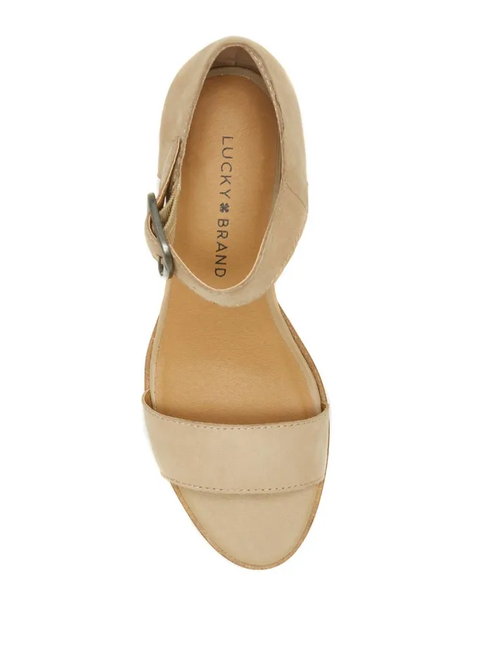 Shoes Women Lucky Brand Riamsee Suede Wedge Medium Beige
