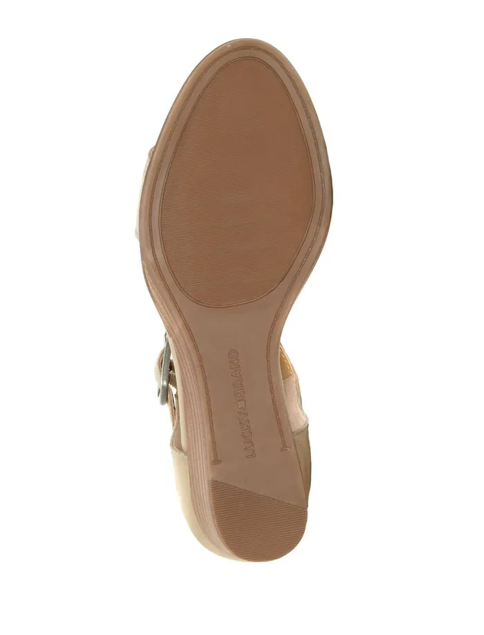 Shoes Women Lucky Brand Riamsee Suede Wedge Medium Beige