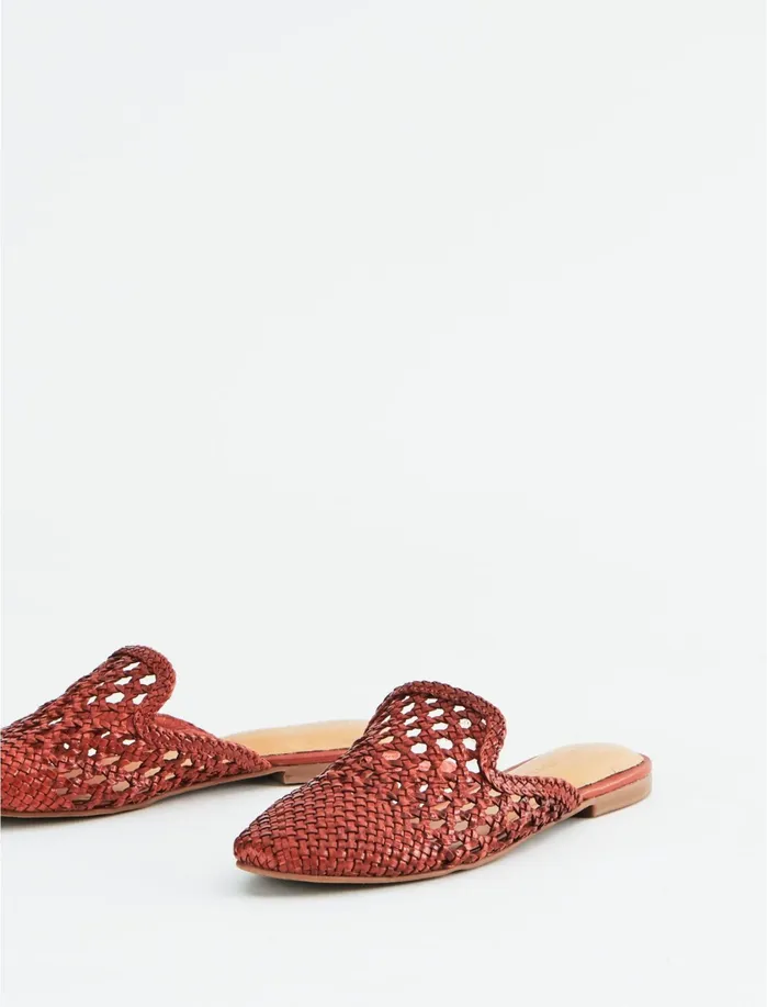 Shoes Women Lucky Brand Salt Umber Lilianna Leather Flat Slides Light Brown