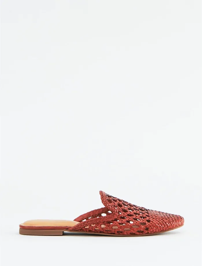 Shoes Women Lucky Brand Salt Umber Lilianna Leather Flat Slides Light Brown
