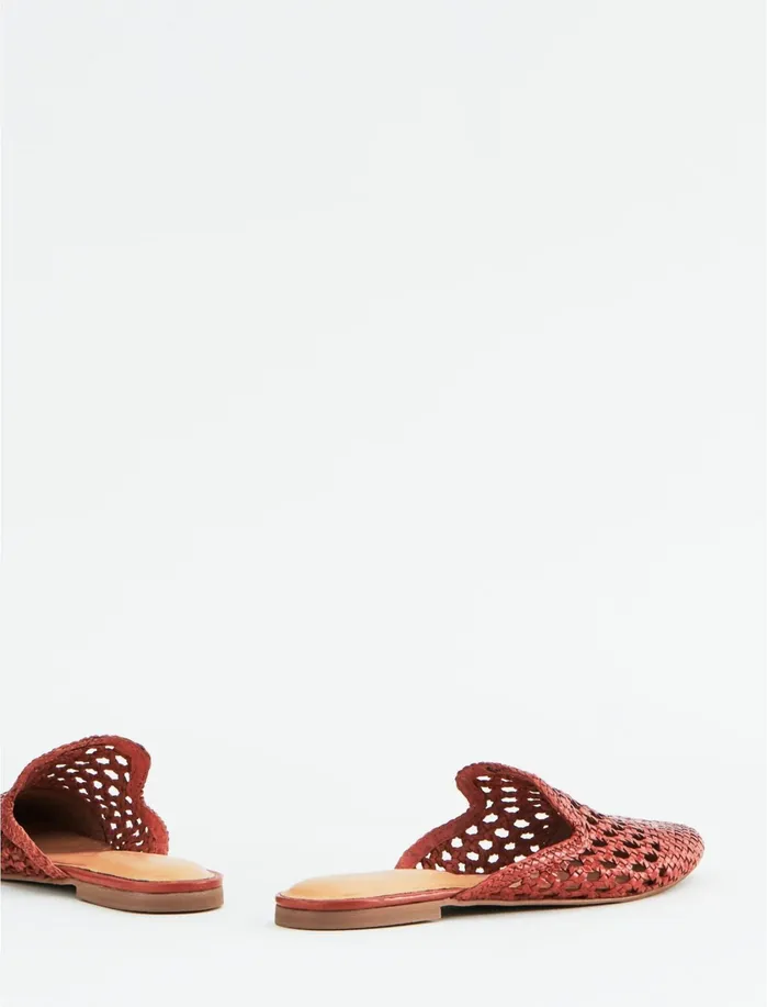 Shoes Women Lucky Brand Salt Umber Lilianna Leather Flat Slides Light Brown
