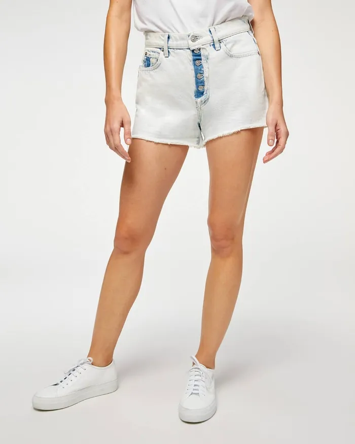 Shorts 038 Skirts Women 7 For All Mankind High Waist Short With Ripped Out Fly 038 Pockets In Ocean Ave