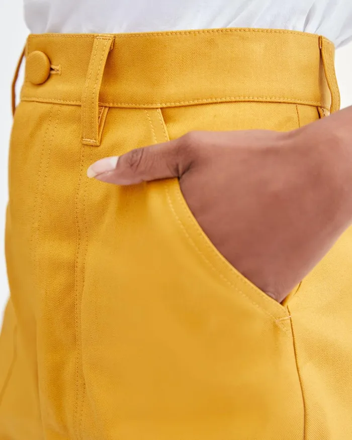 Shorts 038 Skirts Women 7 For All Mankind Patch Pocket Cuff Shorts In Gold Sunburst