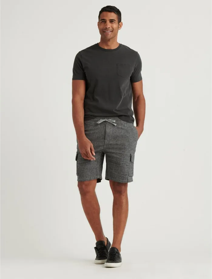 Shorts Men Lucky Brand Laguna Linen Cargo Short Black Chambray