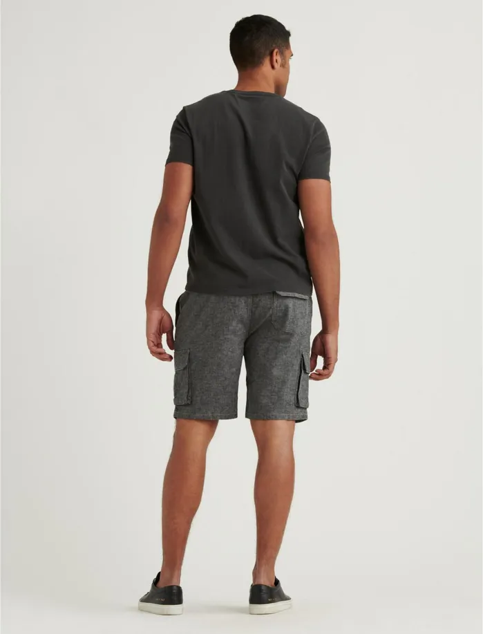 Shorts Men Lucky Brand Laguna Linen Cargo Short Black Chambray