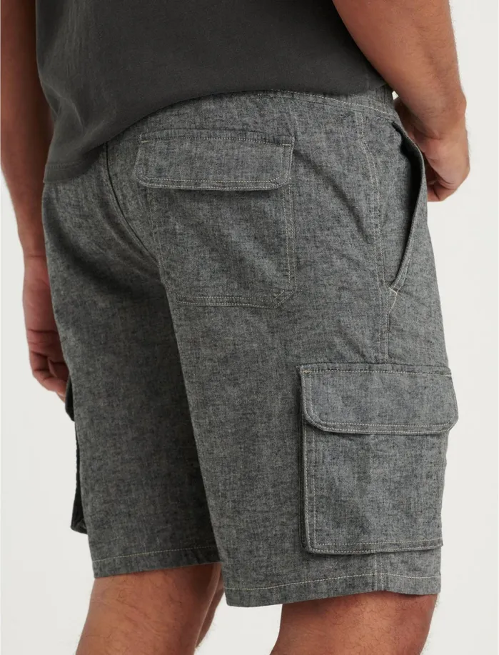 Shorts Men Lucky Brand Laguna Linen Cargo Short Black Chambray