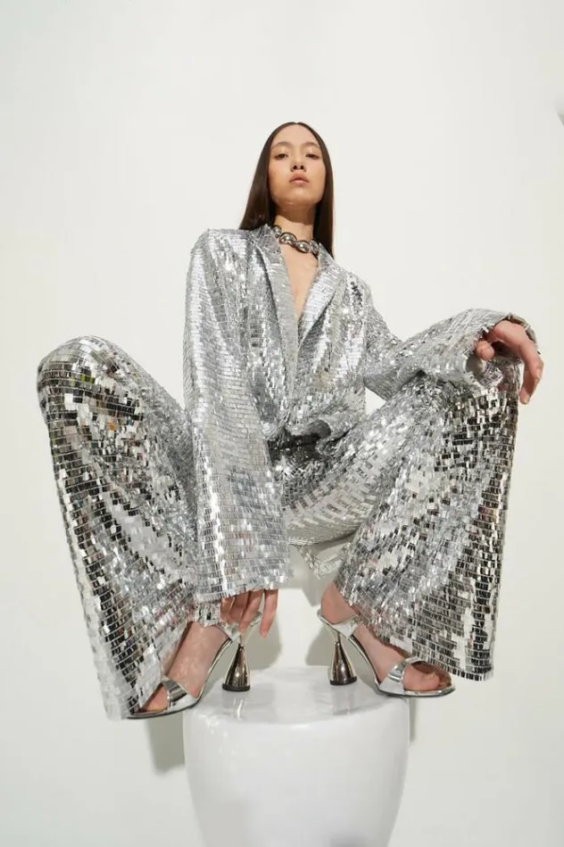 Simon Miller Bottoms Sequin Robo Pant In Satellite Silver Satellite Silver 8211 Shop