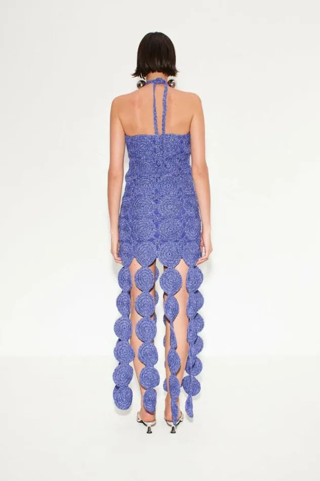 Simon Miller Dresses Beep Beep Dress In Amethyst Hand Knit Lurex Crochet Spring Dress Amethyst 8211 Shop