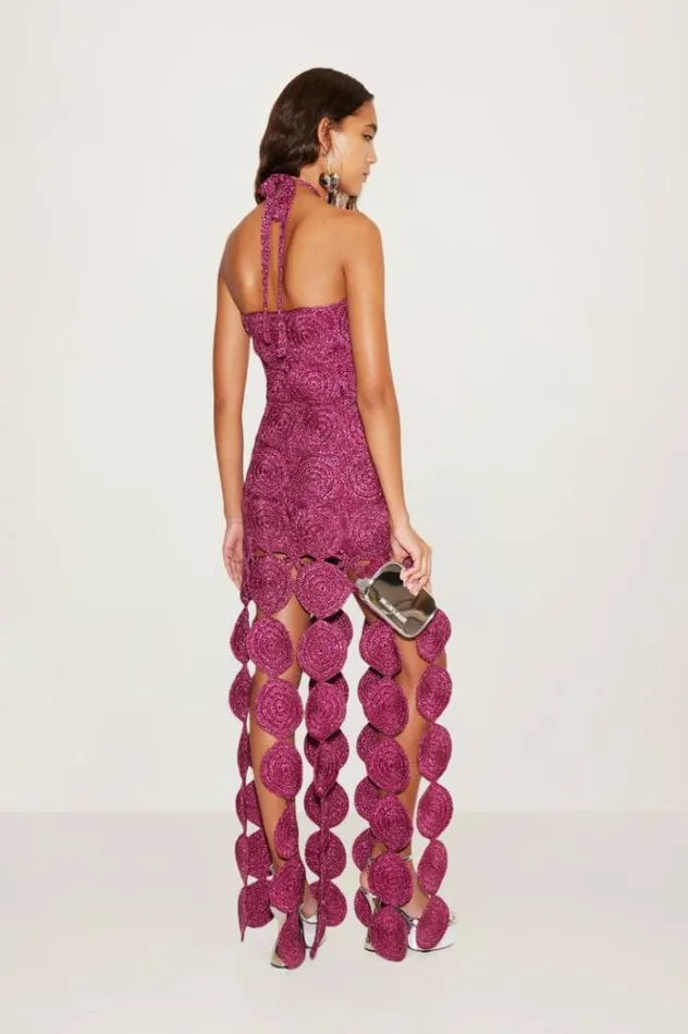 Simon Miller Dresses Beep Beep Dress In Magenta Hand Knit Lurex Crochet Spring Dress Magenta 8211 Shop