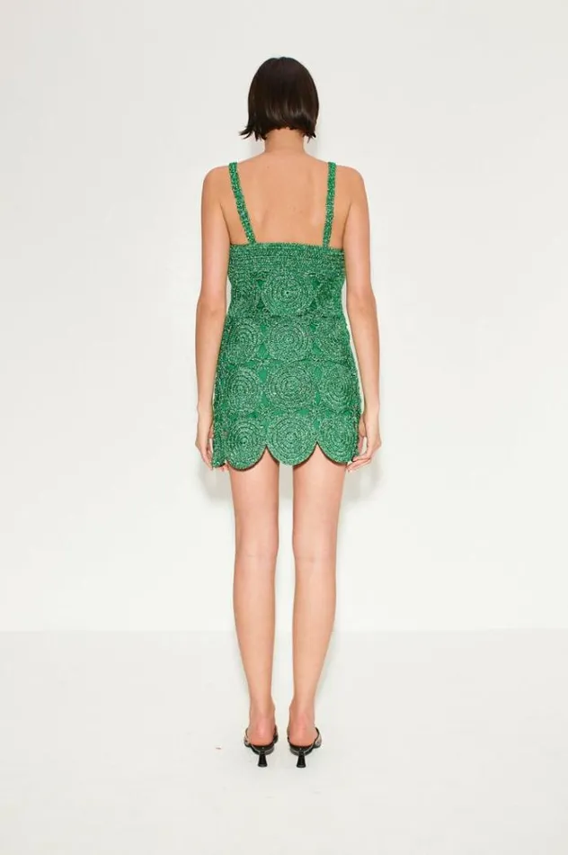 Simon Miller Dresses Beep Beep Mini Dress In Gummy Green Hand Knit Lurex Crochet Spring Dress Gummy Green 8211 Shop