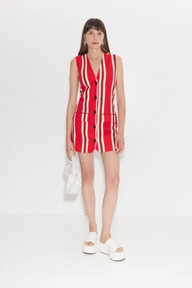 Simon Miller Dresses Carob Linen Mini Dress In Moroccan Spice Stripe Moroccan Spice Stripe 8211 Shop