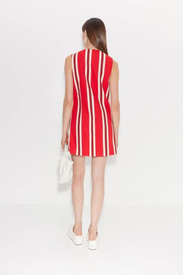 Simon Miller Dresses Carob Linen Mini Dress In Moroccan Spice Stripe Moroccan Spice Stripe 8211 Shop