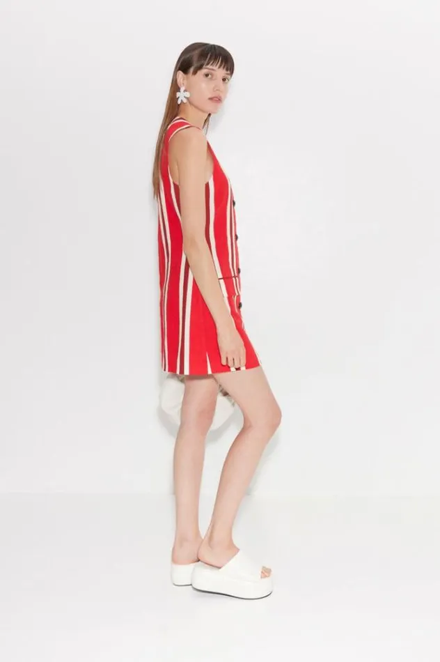 Simon Miller Dresses Carob Linen Mini Dress In Moroccan Spice Stripe Moroccan Spice Stripe 8211 Shop