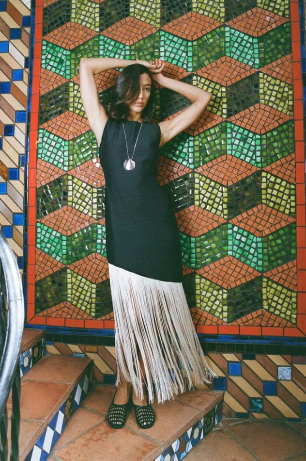 Simon Miller Dresses Casablanca Fringe Dress In BlackSeashell Blackseashell 8211 Shop