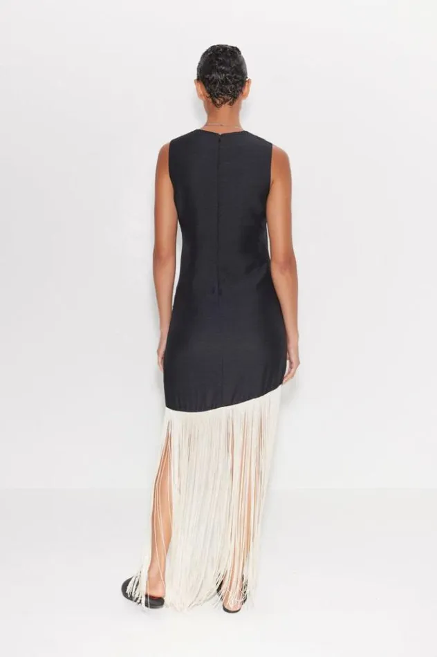Simon Miller Dresses Casablanca Fringe Dress In BlackSeashell Blackseashell 8211 Shop