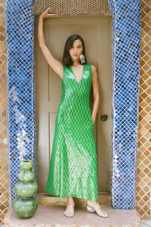 Simon Miller Dresses Nori Sequin Dress In Gummy Green Multi Gummy Green Multi 8211 Shop