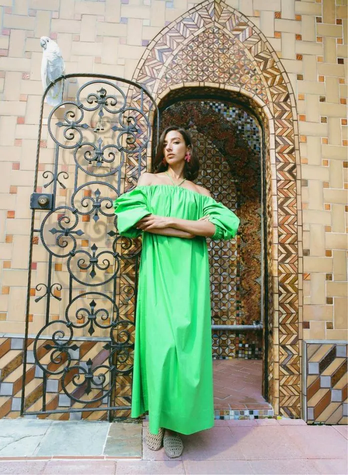 Simon Miller Dresses Oleander Poplin Dress In Gummy Green Gummy Green 8211 Shop
