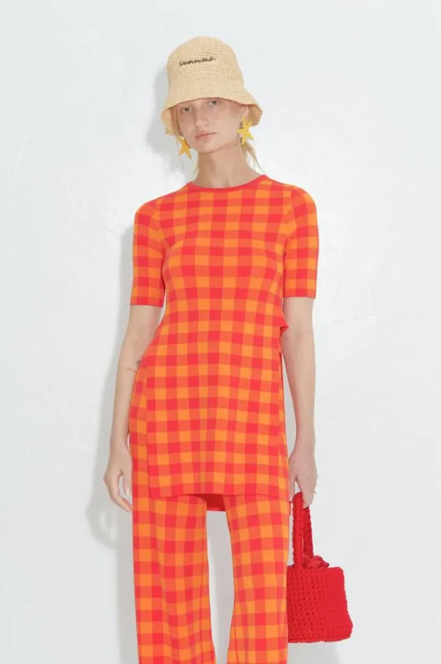 Simon Miller Knits By039 Essentials Knits By Canoga Short Sleeve Top In Retro Red Gingham Retro Red Gingham 8211 Shop