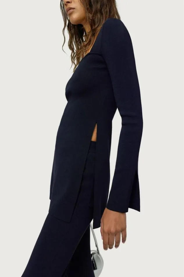 Simon Miller Knits Knits By Long Sleeve Zo Zo Top In Black Black 8211 Shop