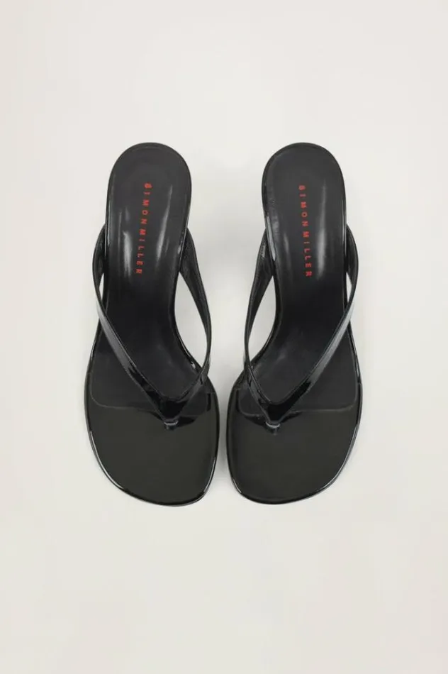 Simon Miller Sandals Beep Thong In Black Patent Black Patent 8211 Shop