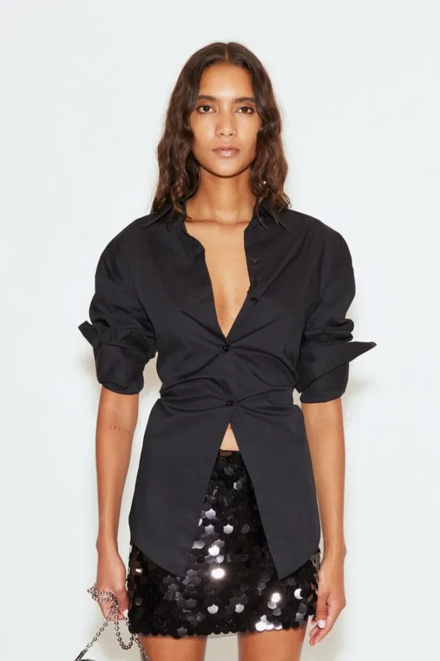 Simon Miller Tops Loch Poplin Button Up In Black Black 8211 Shop
