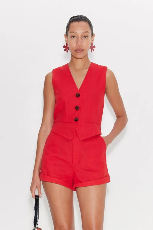 Simon Miller Tops Saffron Linen Vest In Paprika Paprika 8211 Shop