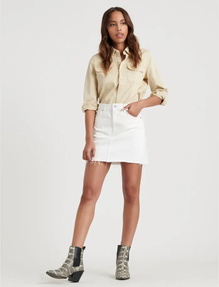 Skirts Women Lucky Brand Old Favorite Denim Mini Clean Whitect