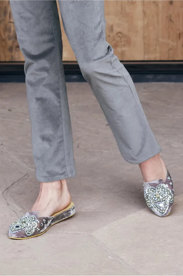 Soft Surroundings Adelaide Embellished Mule Slides Silvergrey Women Shoes Soft Surroundings Adelaide Embellished Mule Slides Silvergrey Women Shoes