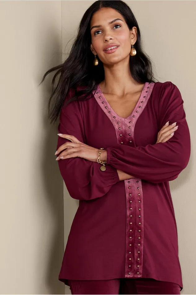 Soft Surroundings Adornment Top Cabernet Women Tops