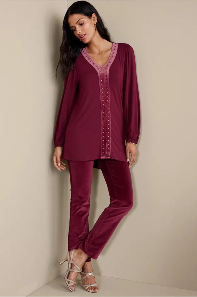 Soft Surroundings Adornment Top Cabernet Women Tops Soft Surroundings Adornment Top Cabernet Women Tops