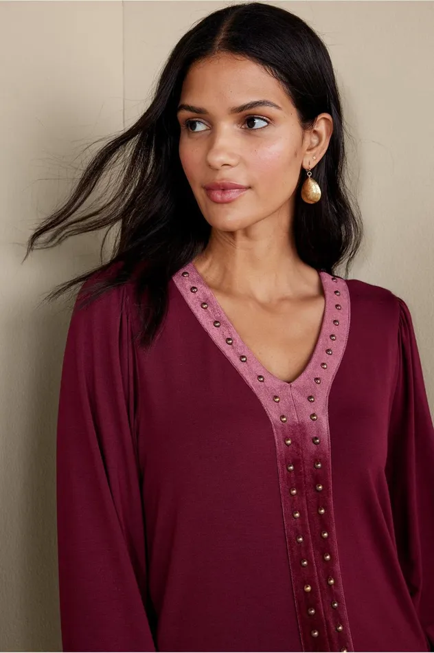 Soft Surroundings Adornment Top Cabernet Women Tops Soft Surroundings Adornment Top Cabernet Women Tops