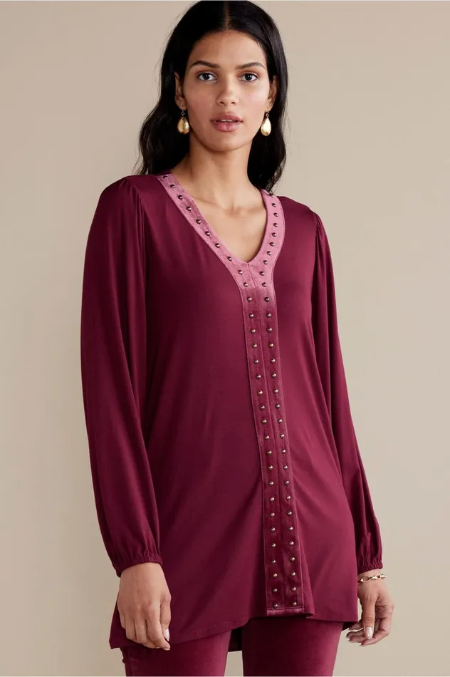 Soft Surroundings Adornment Top Cabernet Women Tops Soft Surroundings Adornment Top Cabernet Women Tops