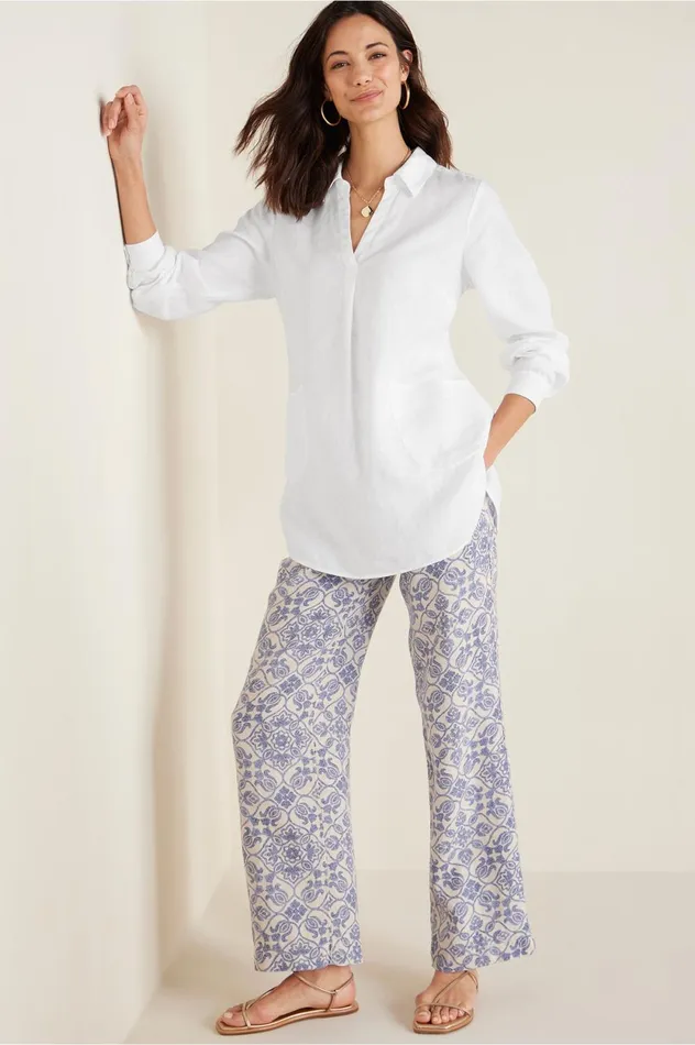 Soft Surroundings Aliso Point Linen Pants Navy Women Pants