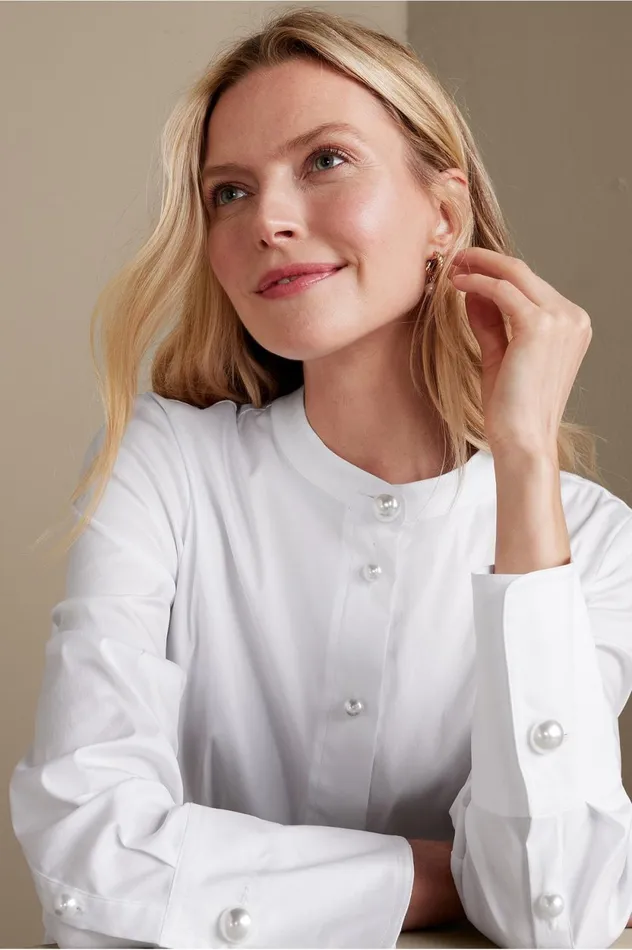 Soft Surroundings Amia Shirt White Women Tops