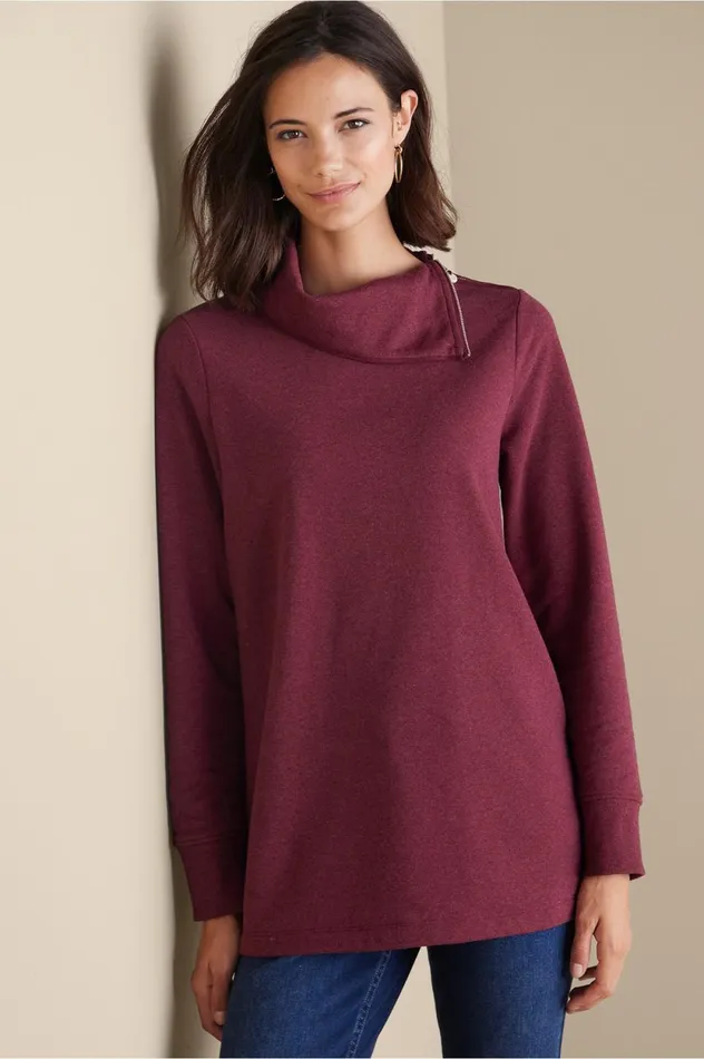 Soft Surroundings Angie Tunic Cabernet Heather Women Tops