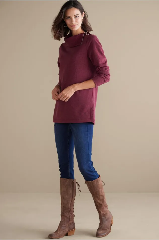 Soft Surroundings Angie Tunic Cabernet Heather Women Tops Soft Surroundings Angie Tunic Cabernet Heather Women Tops