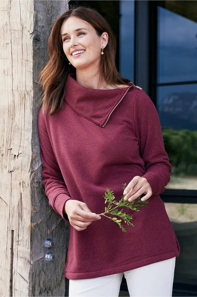 Soft Surroundings Angie Tunic Cabernet Heather Women Tops Soft Surroundings Angie Tunic Cabernet Heather Women Tops