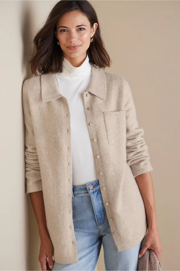 Soft Surroundings Charisse Cardigan Feather Heather Women Sweaters and Cardigans Soft Surroundings Charisse Cardigan Feather Heather Women Sweaters and Cardigans