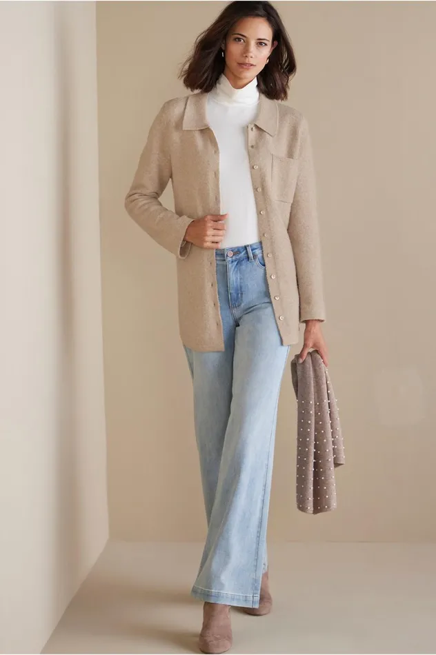Soft Surroundings Charisse Cardigan Feather Heather Women Sweaters and Cardigans Soft Surroundings Charisse Cardigan Feather Heather Women Sweaters and Cardigans