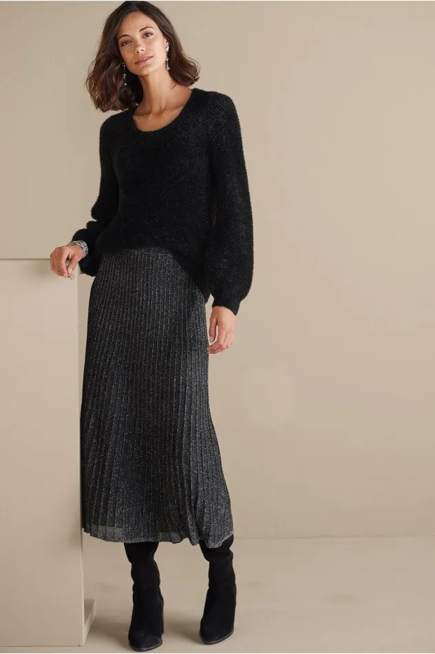 Soft Surroundings Ciara Sparkle Sweater Black Women Sweaters and Cardigans Soft Surroundings Ciara Sparkle Sweater Black Women Sweaters and Cardigans