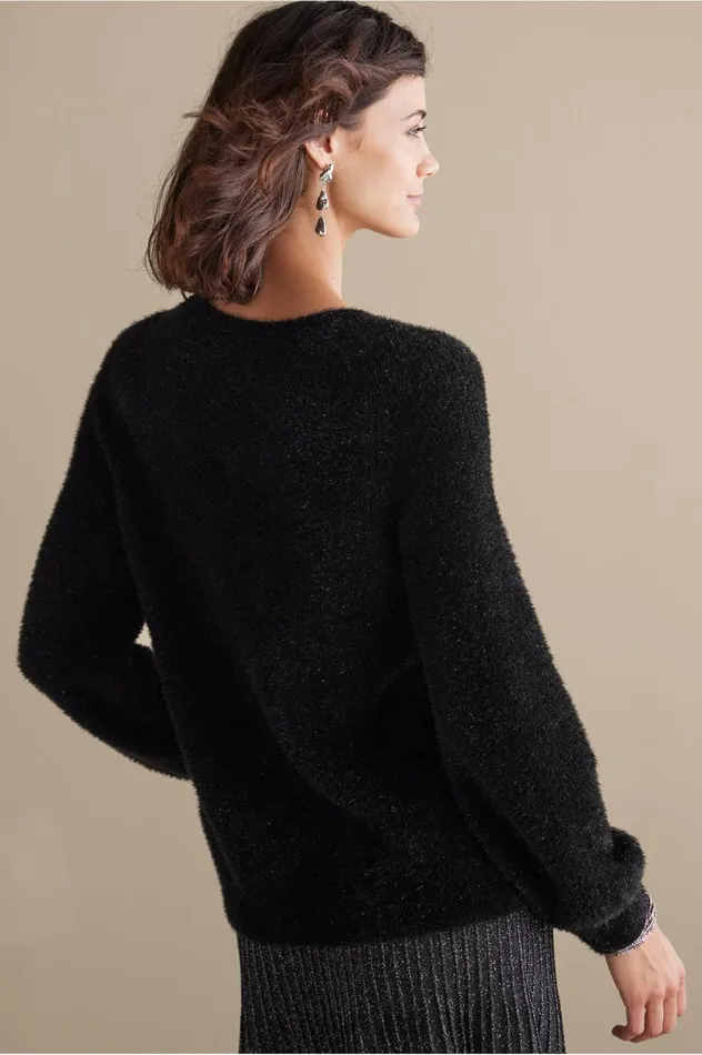 Soft Surroundings Ciara Sparkle Sweater Black Women Sweaters and Cardigans Soft Surroundings Ciara Sparkle Sweater Black Women Sweaters and Cardigans