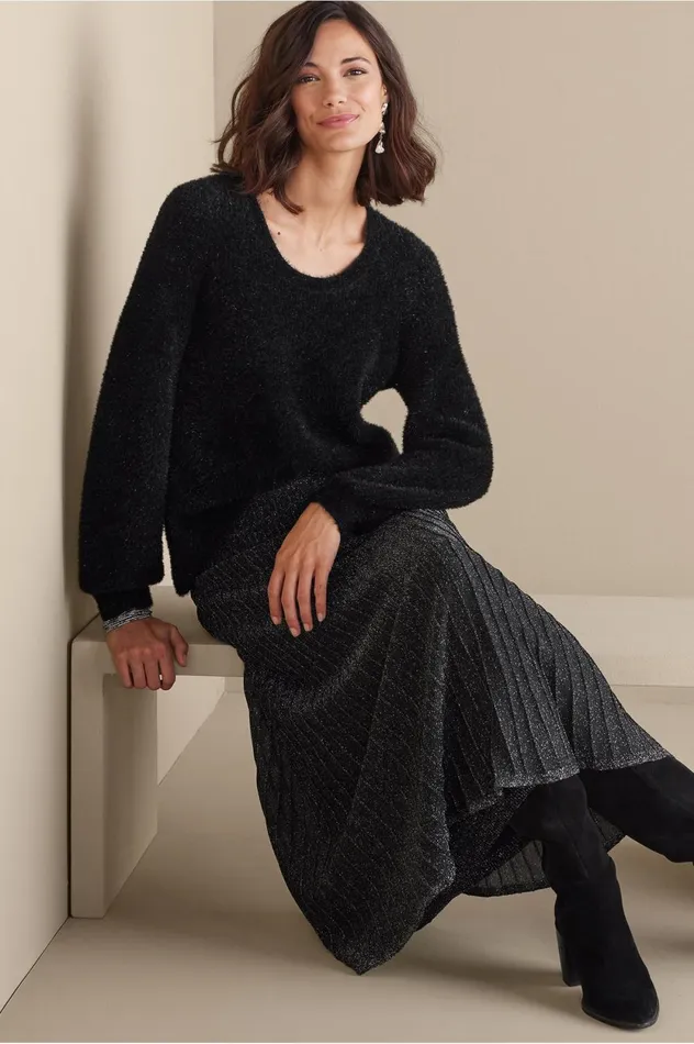 Soft Surroundings Ciara Sparkle Sweater Black Women Sweaters and Cardigans Soft Surroundings Ciara Sparkle Sweater Black Women Sweaters and Cardigans