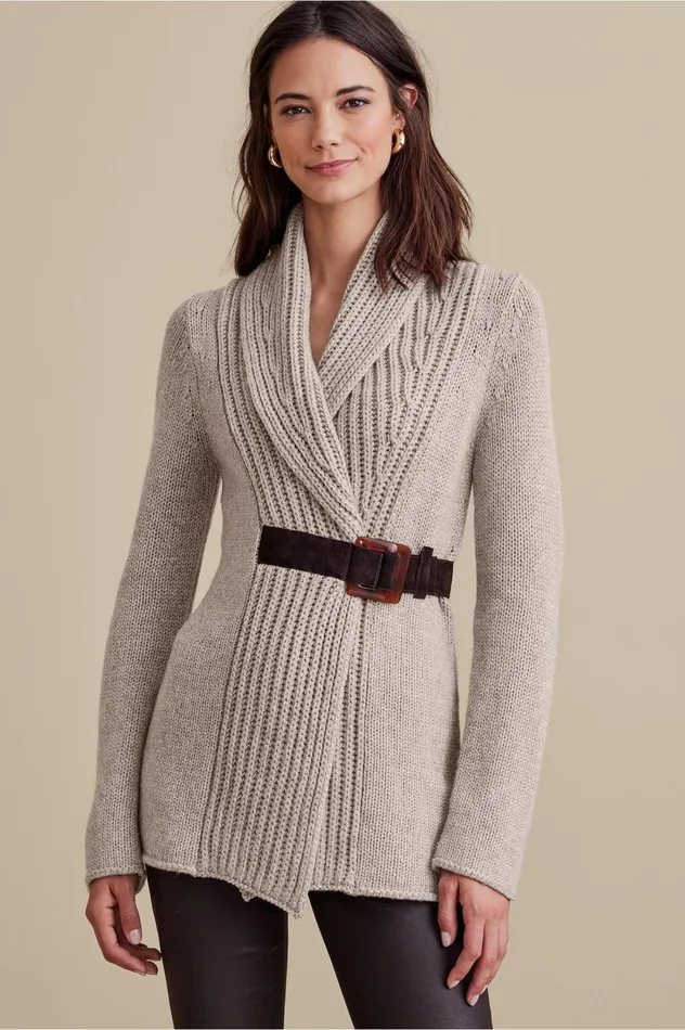 Soft Surroundings Country Weekend Sweater Taupe Women Sweaters and Cardigans