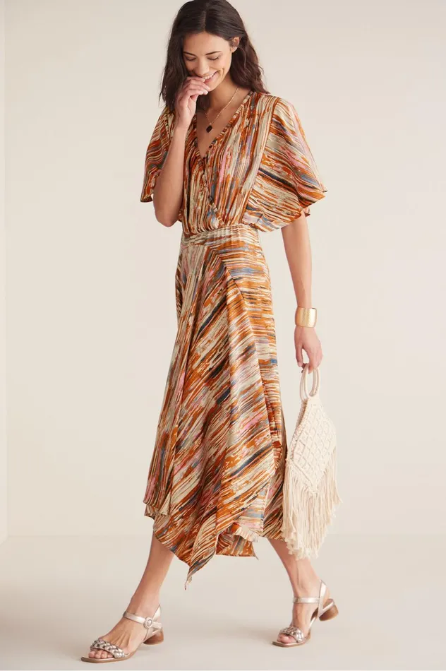 Soft Surroundings Cyra Dress Painted Stripe Women Dresses