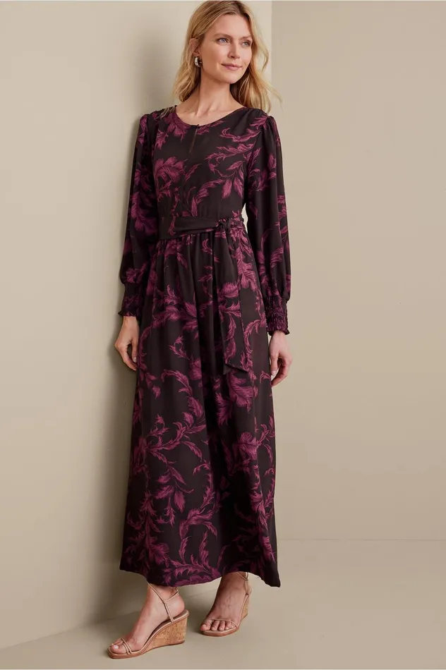 Soft Surroundings Dianthe Dress Wine Botanical Women Dresses