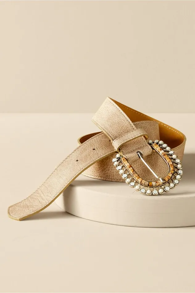 Soft Surroundings Dolly Embellished Buckle Belt Black Women Belts