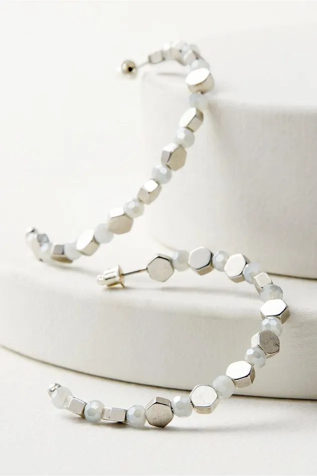 Soft Surroundings Elsa Bead Hoop Earring Gray Multi Women Jewelry