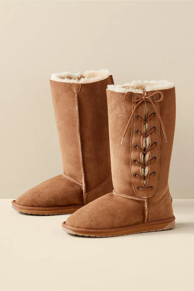 Soft Surroundings Emu Australia Platinum Hi Lace Boot Chestnut Women Shoes